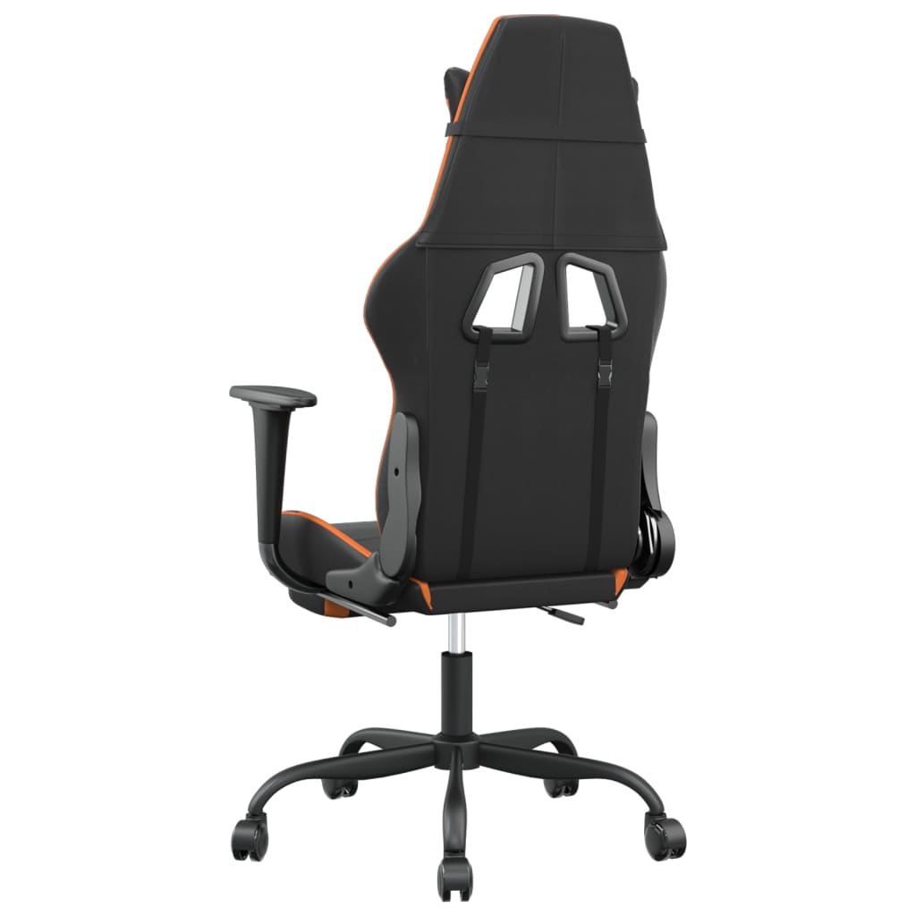 vidaXL Scaun de gaming cu suport picioare, negru/oranj, piele eco