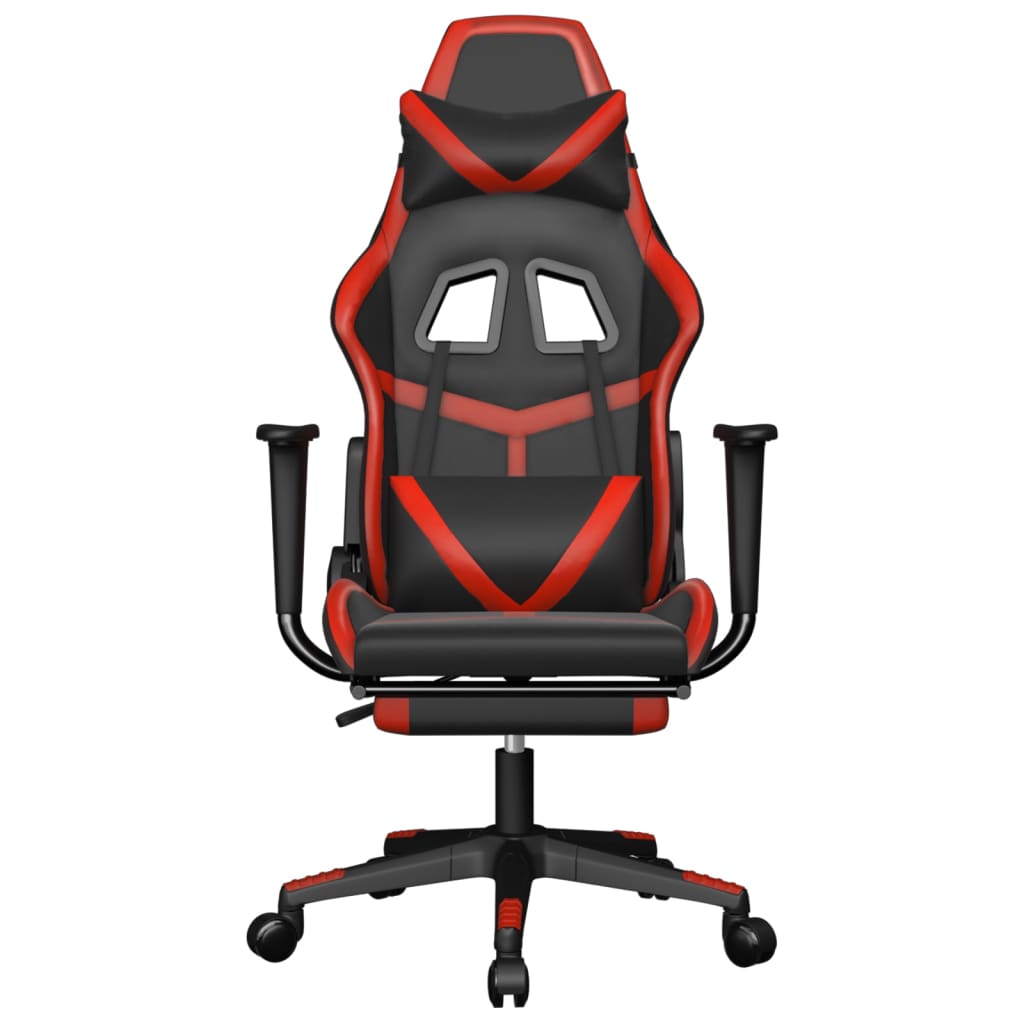 vidaXL Scaun de gaming cu suport picioare, negru/roșu, piele ecologică vidaXL Scaun de gaming cu suport picioare, negru/roșu, piele ecologică