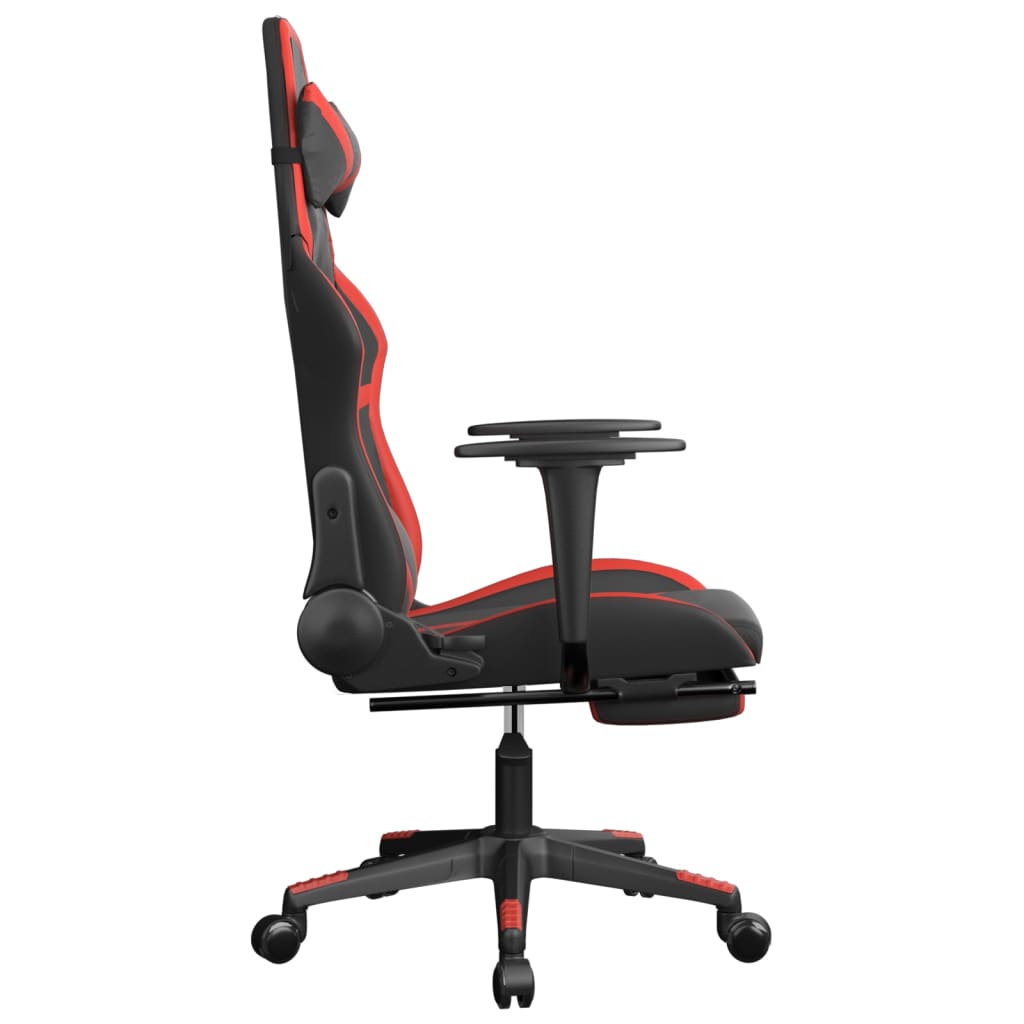 vidaXL Scaun de gaming cu suport picioare, negru/roșu, piele ecologică vidaXL Scaun de gaming cu suport picioare, negru/roșu, piele ecologică