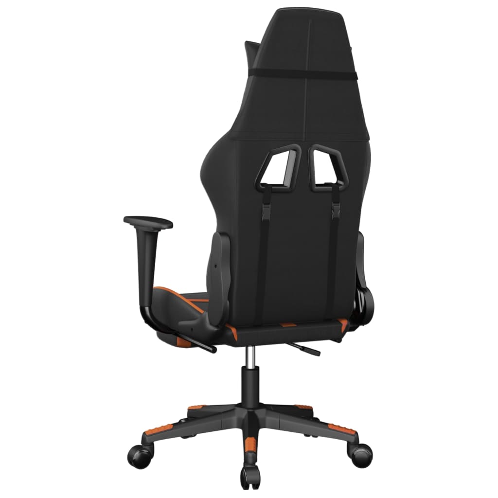 vidaXL Scaun de gaming cu suport picioare, negru/oranj, piele eco