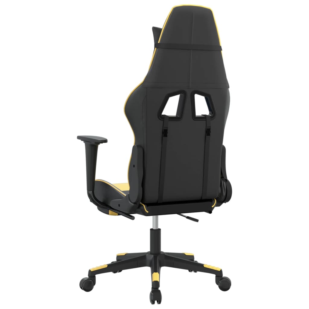 vidaXL Scaun de gaming cu suport picioare negru/auriu, piele ecologică vidaXL Scaun de gaming cu suport picioare negru/auriu, piele ecologică