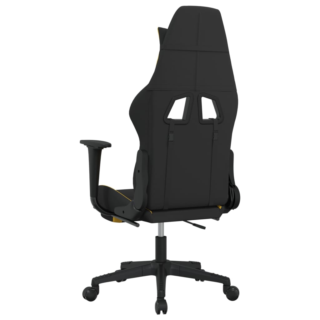 vidaXL Scaun de gaming cu suport picioare, negru și galben, textil vidaXL Scaun de gaming cu suport picioare, negru și galben, textil