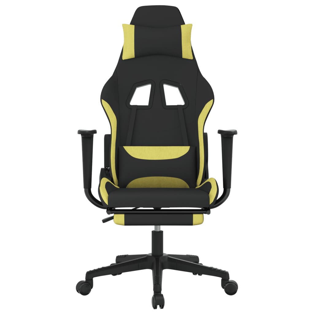 vidaXL Scaun de gaming cu suport picioare, negru/verde deschis, textil vidaXL Scaun de gaming cu suport picioare, negru/verde deschis, textil