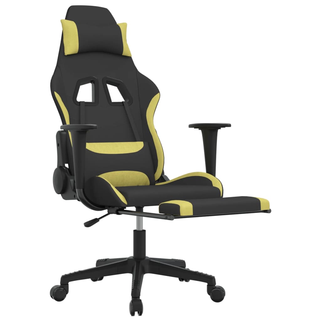 vidaXL Scaun de gaming cu suport picioare, negru/verde deschis, textil vidaXL Scaun de gaming cu suport picioare, negru/verde deschis, textil
