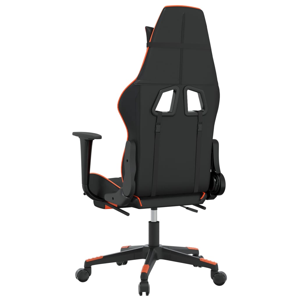 vidaXL Scaun de gaming cu suport picioare, negru/oranj, piele eco