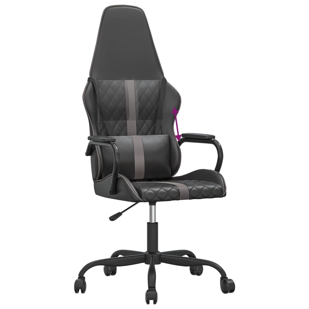 vidaXL Scaun de jocuri, negru și gri, piele ecologică vidaXL Scaun de jocuri, negru și gri, piele ecologică