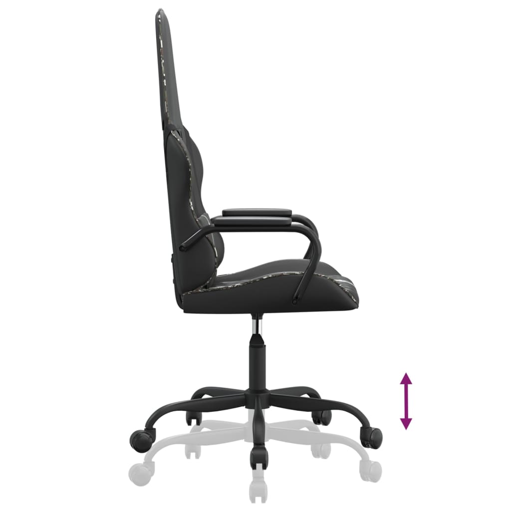 vidaXL Scaun de jocuri, negru și camuflaj, piele ecologică