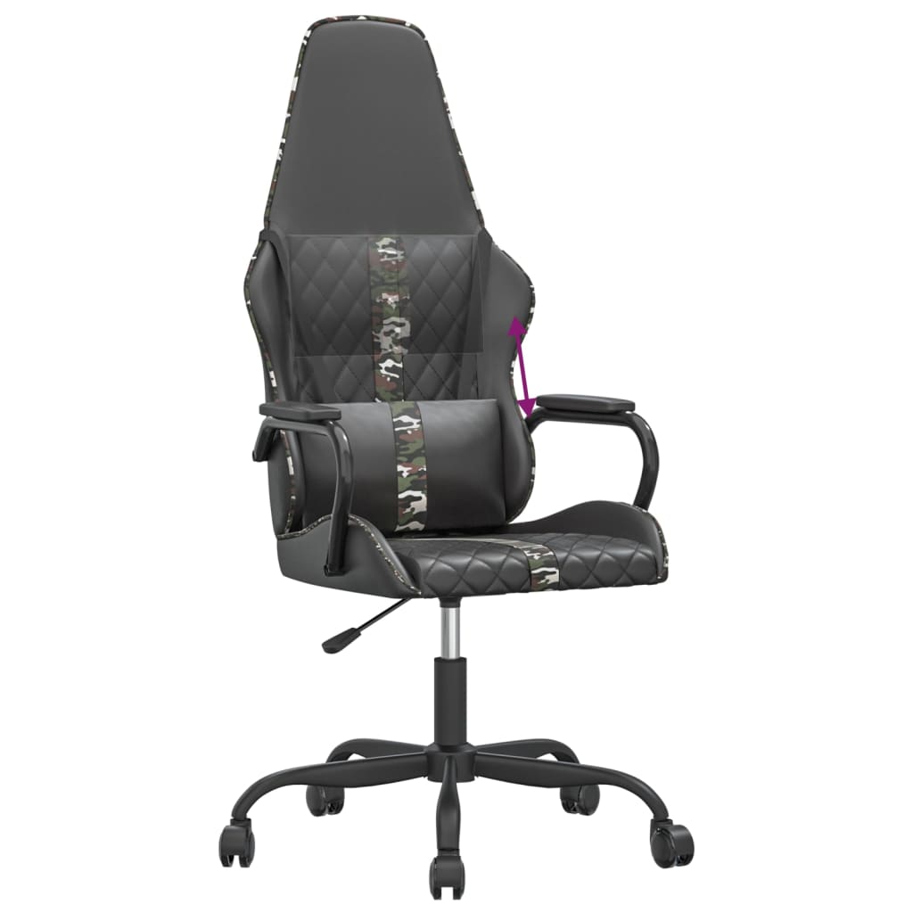vidaXL Scaun de jocuri, negru și camuflaj, piele ecologică