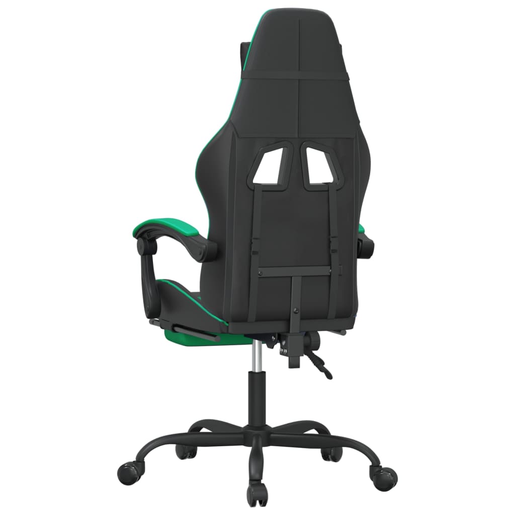 vidaXL Scaun de gaming cu suport picioare negru/verde, piele ecologică