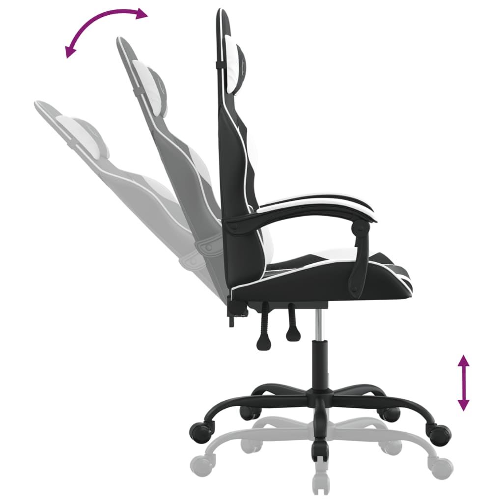 vidaXL Scaun de jocuri, negru și alb, piele ecologică