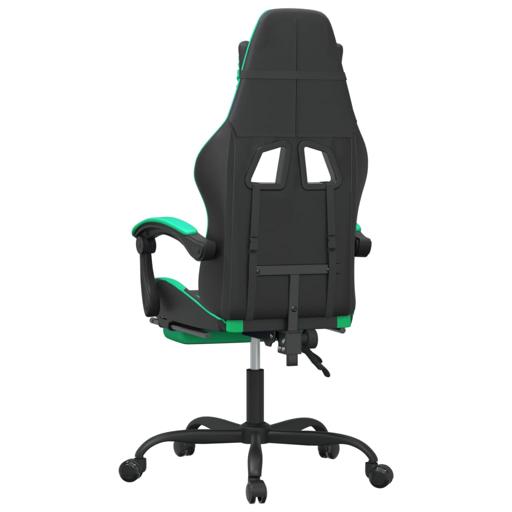 vidaXL Scaun de gaming cu suport picioare negru/verde, piele ecologică
