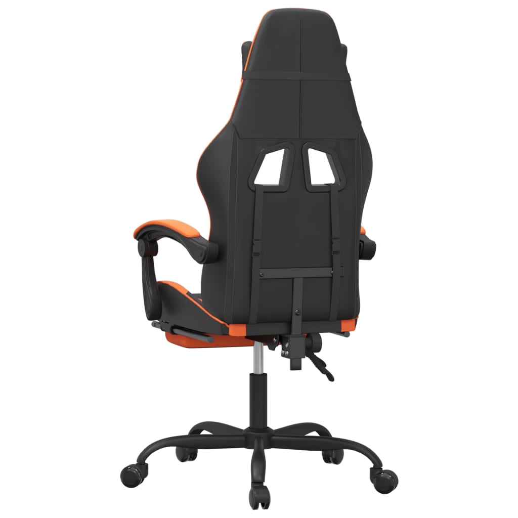 vidaXL Scaun de gaming cu suport picioare, negru/oranj, piele eco