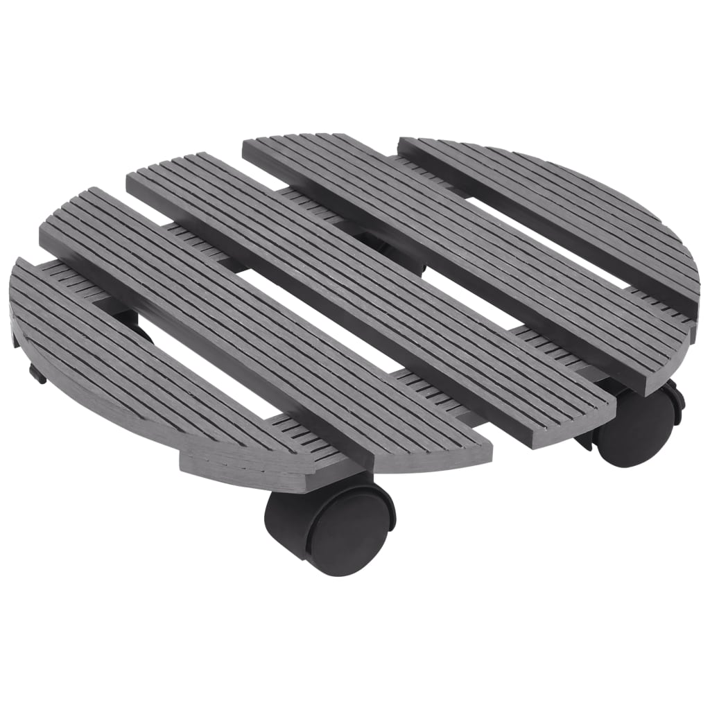vidaXL Cărucioare pentru plante, 4 buc., gri, Ø30x7,5 cm, WPC vidaXL Cărucioare pentru plante, 4 buc., gri, Ø30x7,5 cm, WPC
