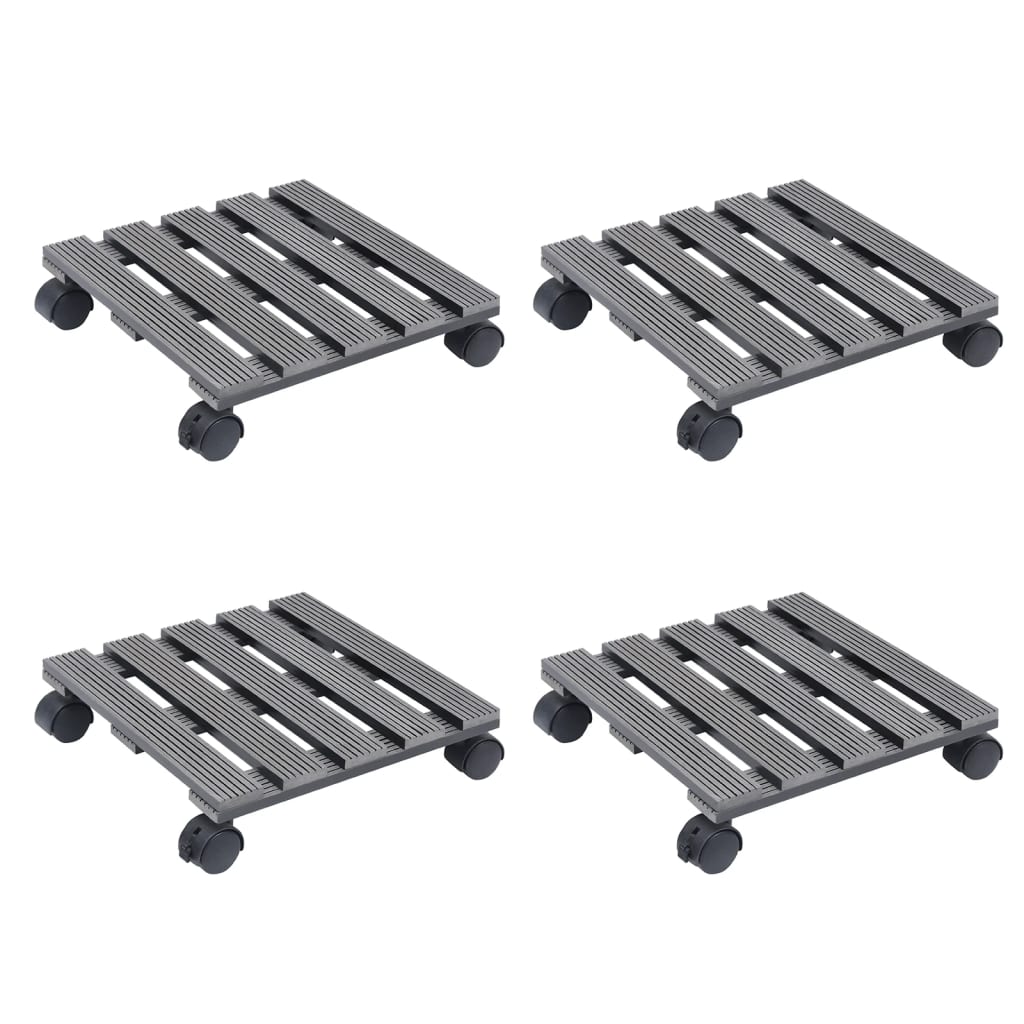vidaXL Cărucioare pentru plante, 4 buc., gri, 30x30x7,5 cm, WPC vidaXL Cărucioare pentru plante, 4 buc., gri, 30x30x7,5 cm, WPC