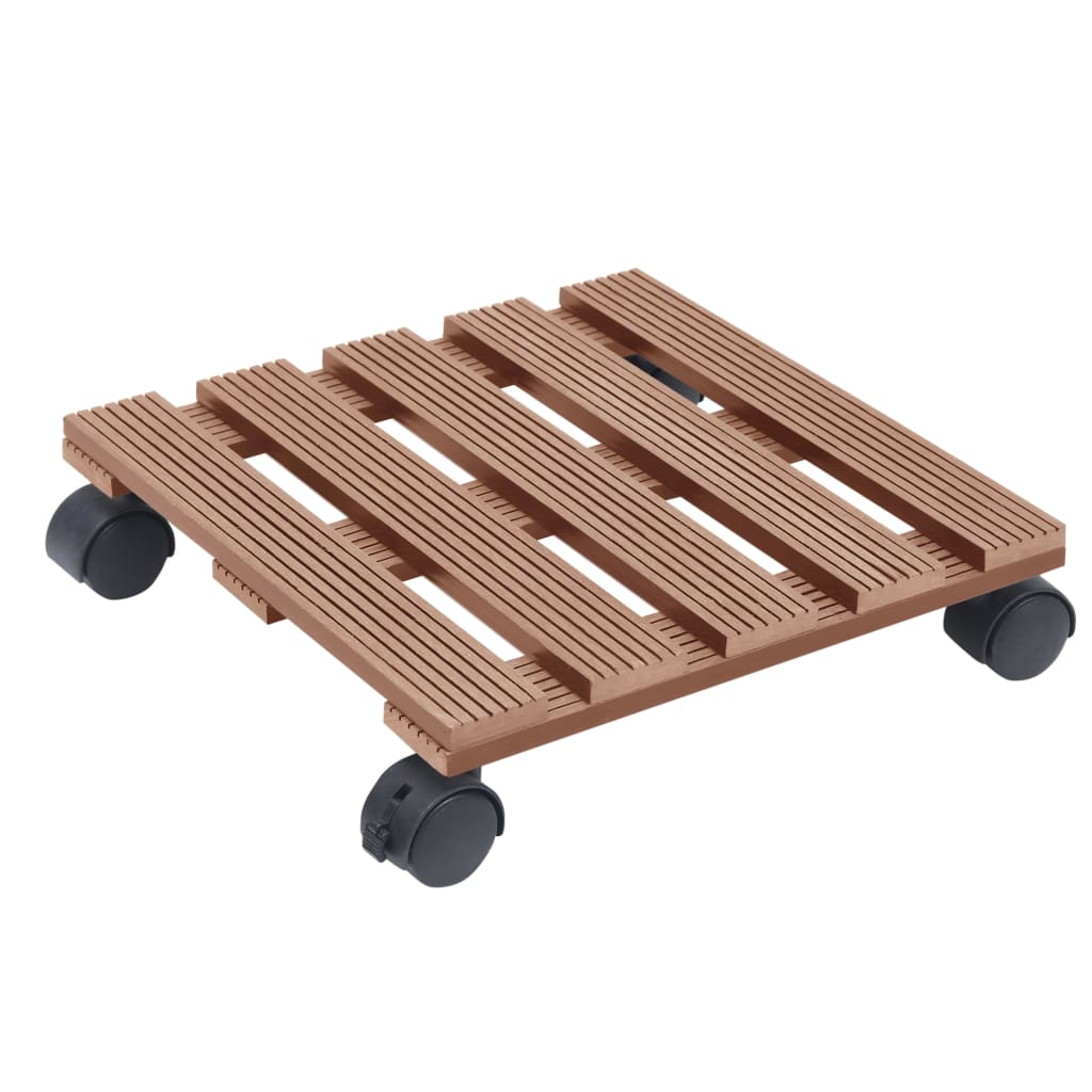 vidaXL Cărucioare pentru plante, 4 buc., maro, 30x30x7,5 cm, WPC vidaXL Cărucioare pentru plante, 4 buc., maro, 30x30x7,5 cm, WPC