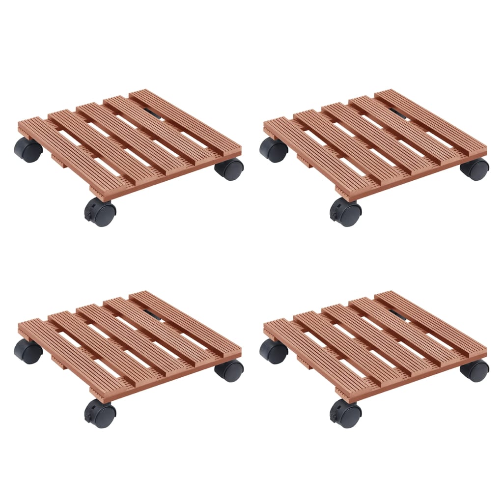 vidaXL Cărucioare pentru plante, 4 buc., maro, 30x30x7,5 cm, WPC vidaXL Cărucioare pentru plante, 4 buc., maro, 30x30x7,5 cm, WPC
