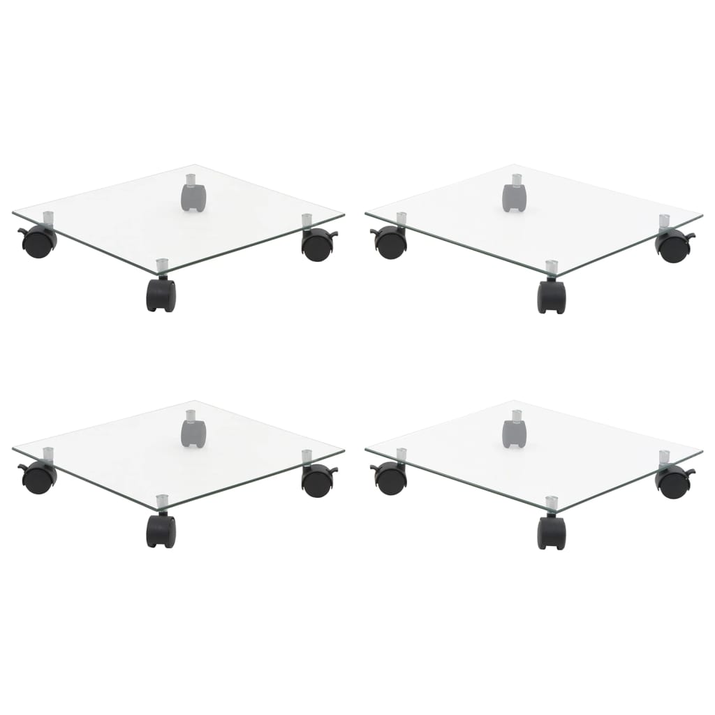 vidaXL Suport cu role de plante 4 buc 35x35cm sticlă securizată pătrat vidaXL Suport cu role de plante 4 buc 35x35cm sticlă securizată pătrat