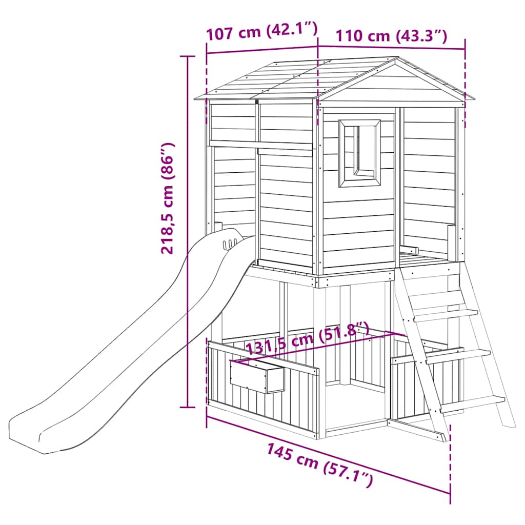 vidaXL Set de joacă pentru exterior, lemn masiv de brad vidaXL Set de joacă pentru exterior, lemn masiv de brad