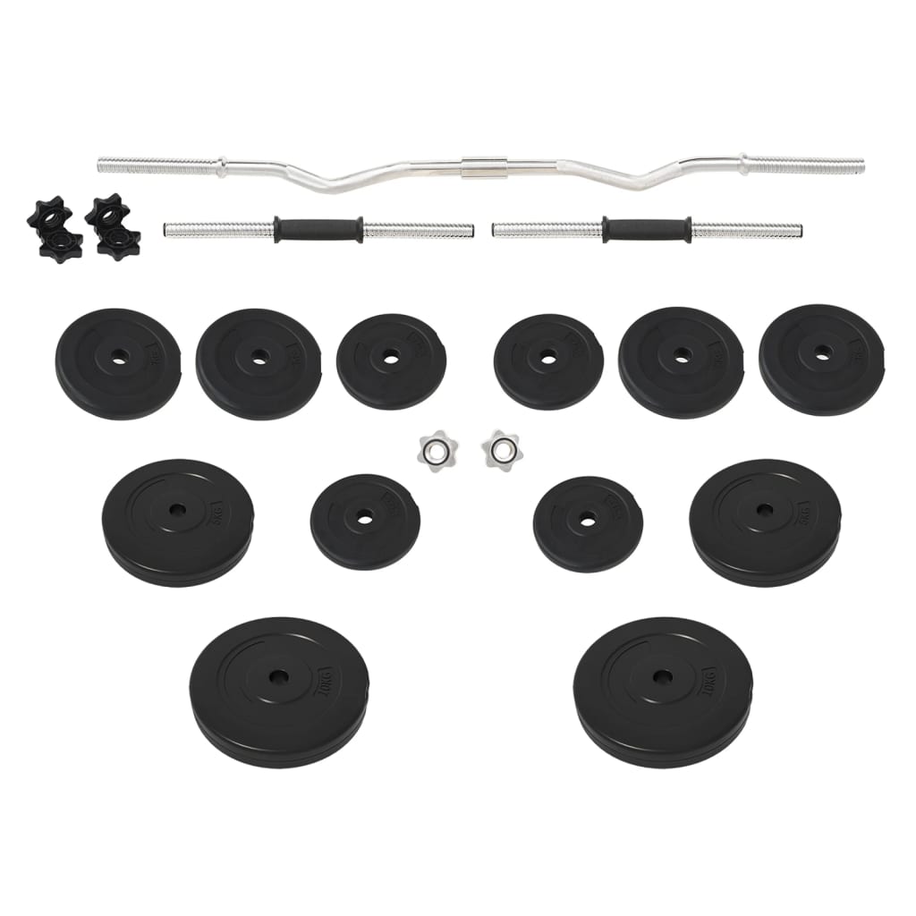 vidaXL Haltă și gantere cu plăci de greutate, 60 kg vidaXL Haltă și gantere cu plăci de greutate, 60 kg