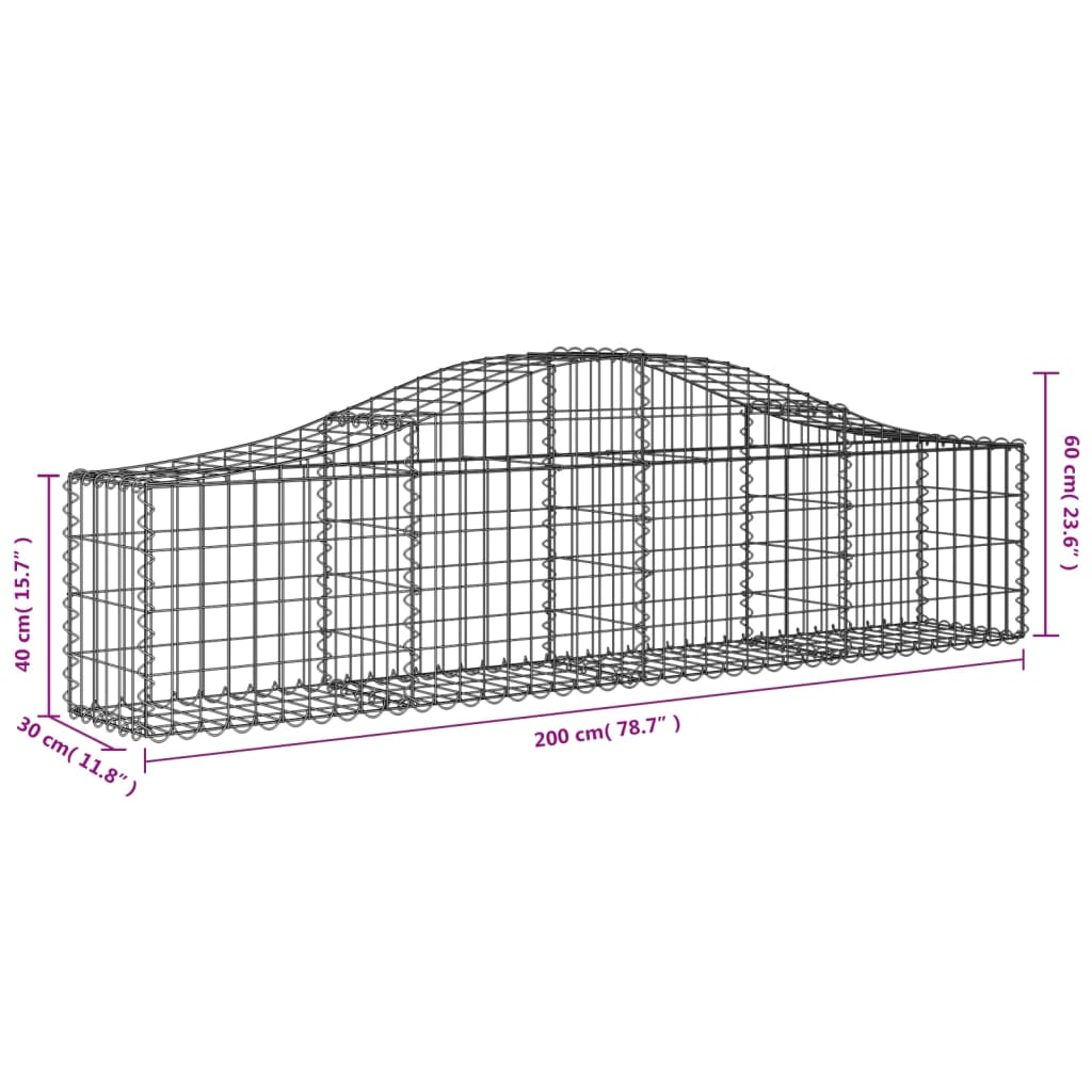 vidaXL Coșuri gabion arcuite 11 buc, 200x30x40/60 cm, fier galvanizat vidaXL Coșuri gabion arcuite 11 buc, 200x30x40/60 cm, fier galvanizat