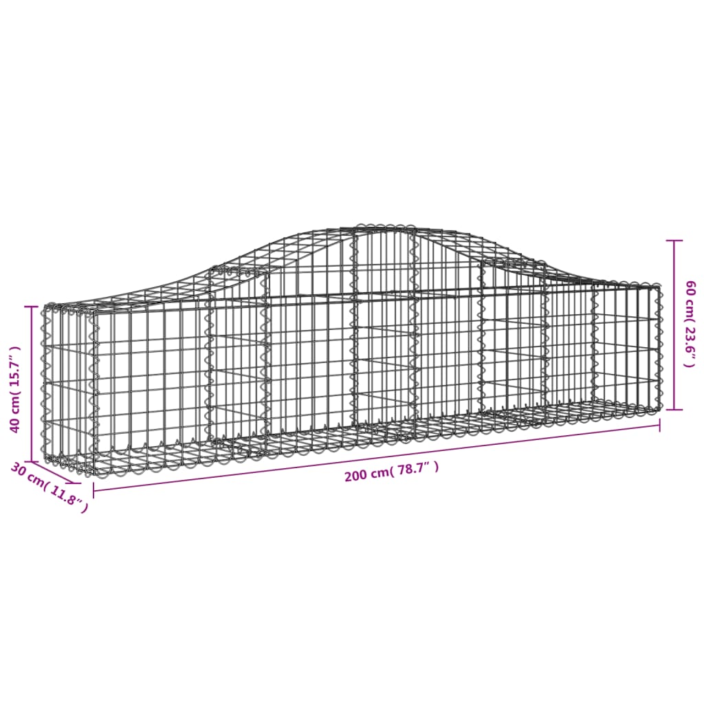 vidaXL Coșuri gabion arcuite 14 buc, 200x30x40/60 cm, fier galvanizat vidaXL Coșuri gabion arcuite 14 buc, 200x30x40/60 cm, fier galvanizat