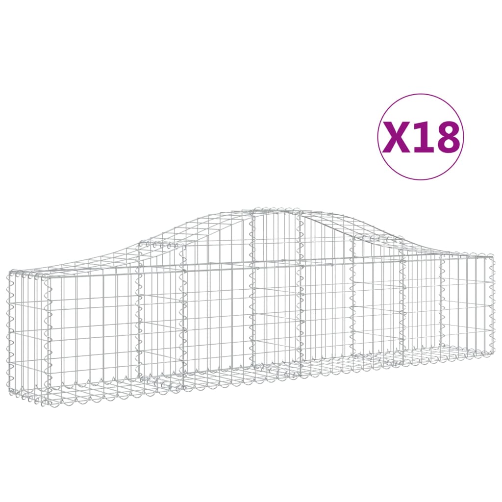 vidaXL Coșuri gabion arcuite 18 buc, 200x30x40/60 cm, fier galvanizat vidaXL Coșuri gabion arcuite 18 buc, 200x30x40/60 cm, fier galvanizat