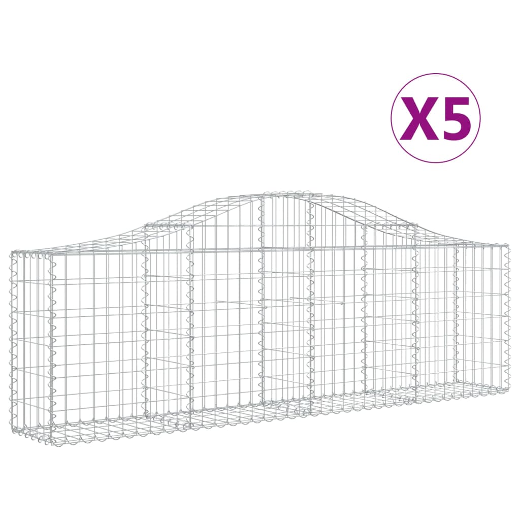 vidaXL Coșuri gabion arcuite 5 buc, 200x30x60/80 cm, fier galvanizat