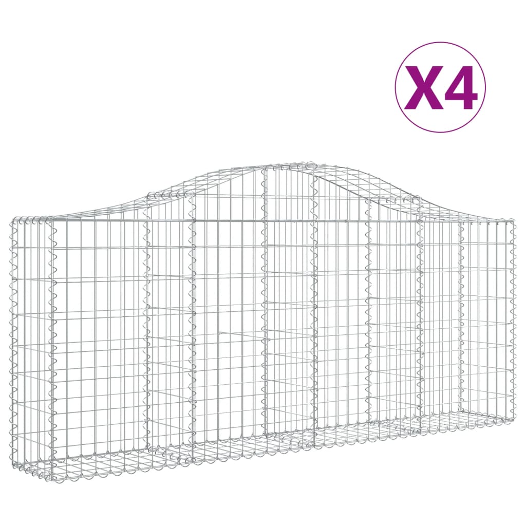 vidaXL Coșuri gabion arcuite 4 buc, 200x30x80/100cm, fier galvanizat