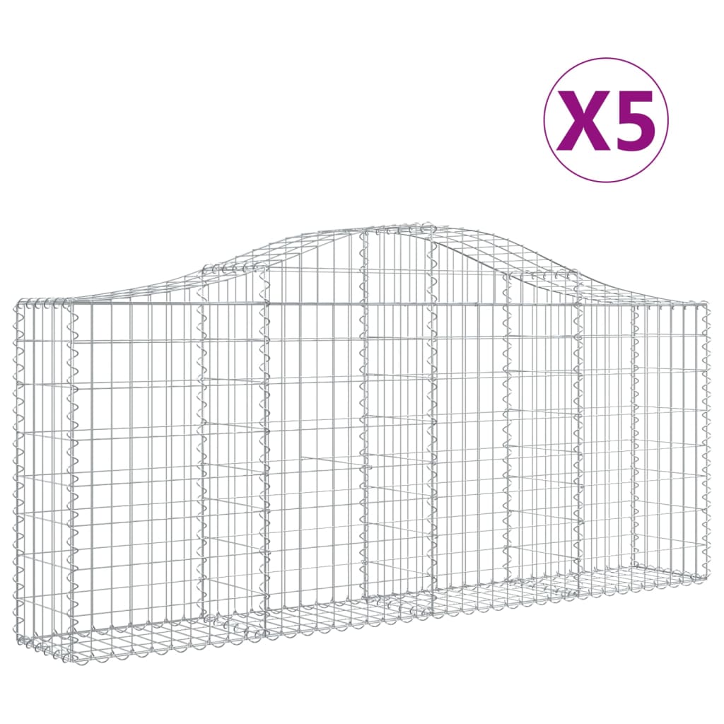 vidaXL Coșuri gabion arcuite 5 buc, 200x30x80/100cm, fier galvanizat vidaXL Coșuri gabion arcuite 5 buc, 200x30x80/100cm, fier galvanizat