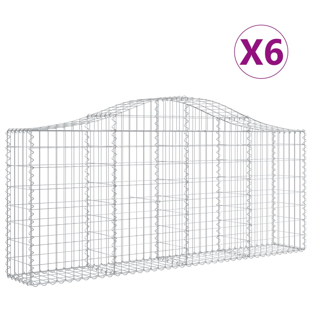 vidaXL Coșuri gabion arcuite 6 buc, 200x30x80/100cm, fier galvanizat vidaXL Coșuri gabion arcuite 6 buc, 200x30x80/100cm, fier galvanizat