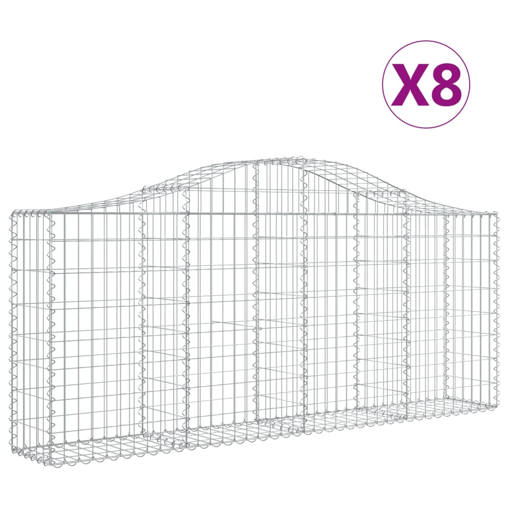 vidaXL Coșuri gabion arcuite 8 buc, 200x30x80/100cm, fier galvanizat vidaXL Coșuri gabion arcuite 8 buc, 200x30x80/100cm, fier galvanizat
