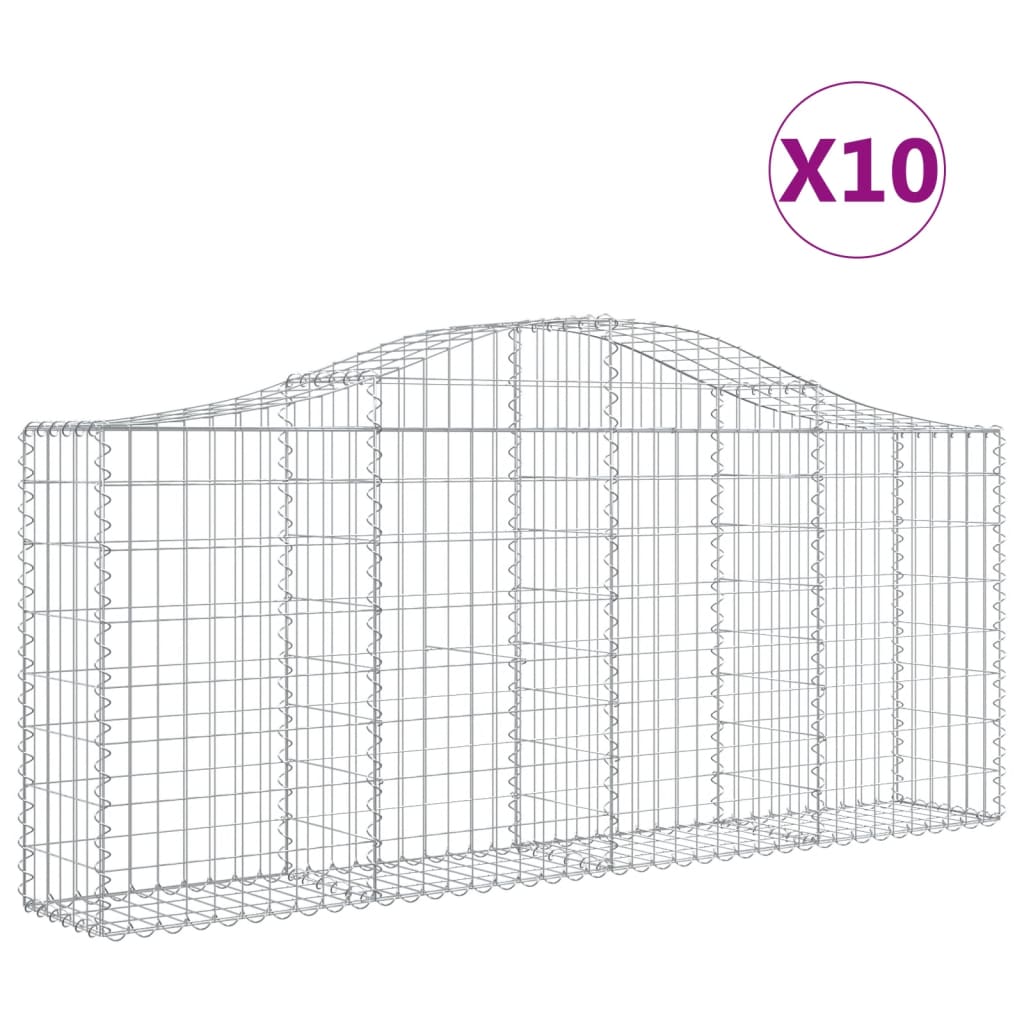 vidaXL Coșuri gabion arcuite 10 buc, 200x30x80/100cm, fier galvanizat vidaXL Coșuri gabion arcuite 10 buc, 200x30x80/100cm, fier galvanizat