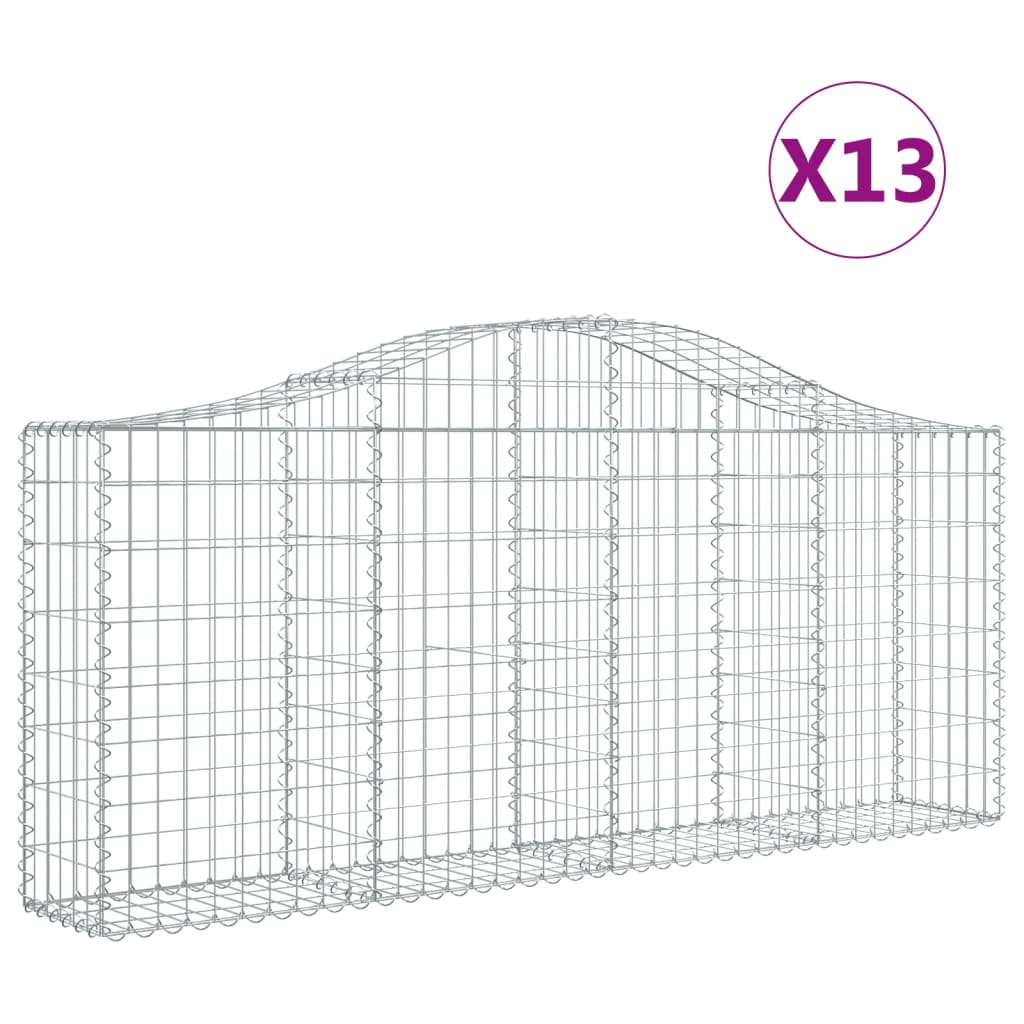 vidaXL Coșuri gabion arcuite 13 buc, 200x30x80/100cm, fier galvanizat