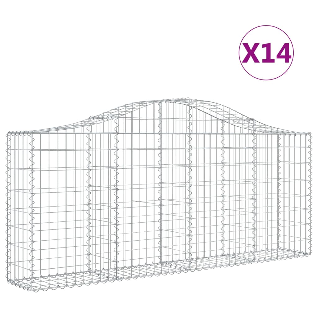 vidaXL Coșuri gabion arcuite 14 buc, 200x30x80/100cm, fier galvanizat vidaXL Coșuri gabion arcuite 14 buc, 200x30x80/100cm, fier galvanizat