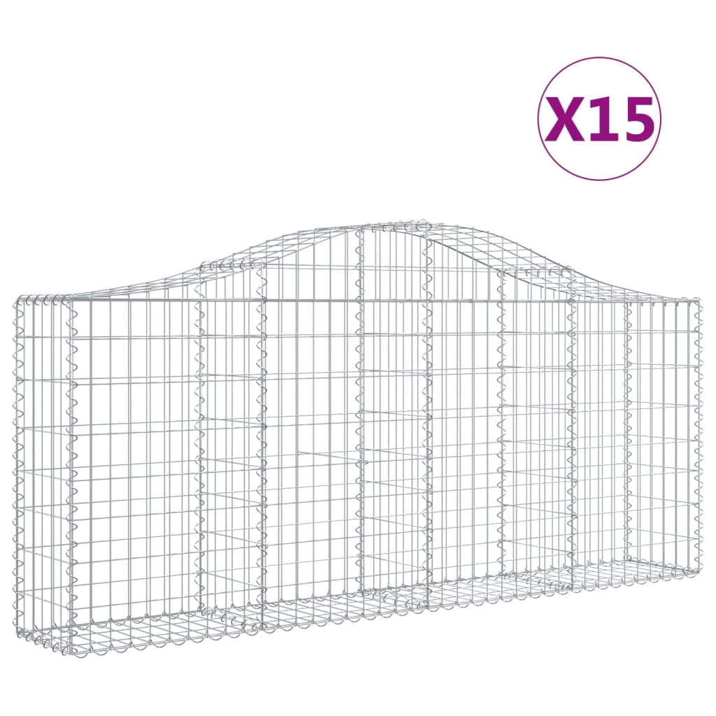 vidaXL Coșuri gabion arcuite 15 buc, 200x30x80/100cm, fier galvanizat vidaXL Coșuri gabion arcuite 15 buc, 200x30x80/100cm, fier galvanizat