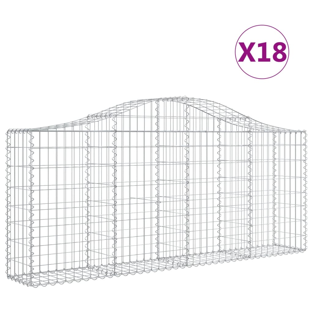 vidaXL Coșuri gabion arcuite 18 buc, 200x30x80/100cm, fier galvanizat