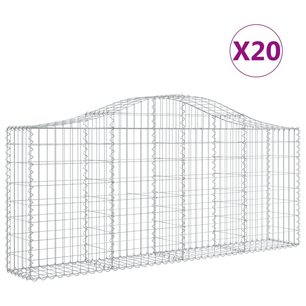 vidaXL Coșuri gabion arcuite 20 buc, 200x30x80/100 cm, fier galvanizat vidaXL Coșuri gabion arcuite 20 buc, 200x30x80/100 cm, fier galvanizat