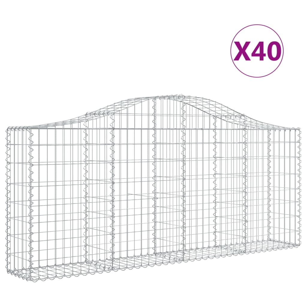 vidaXL Coșuri gabion arcuite 40 buc, 200x30x80/100 cm, fier galvanizat vidaXL Coșuri gabion arcuite 40 buc, 200x30x80/100 cm, fier galvanizat