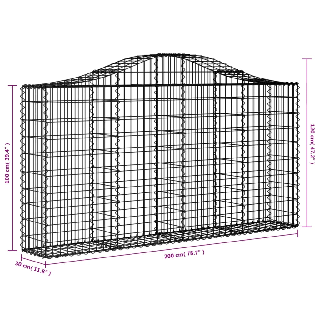 vidaXL Coșuri gabion arcuite 11 buc, 200x30x100/120 cm fier galvanizat vidaXL Coșuri gabion arcuite 11 buc, 200x30x100/120 cm fier galvanizat
