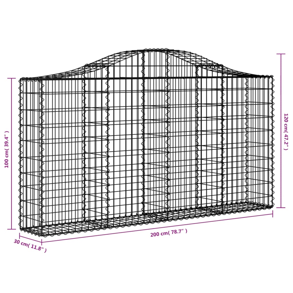 vidaXL Coșuri gabion arcuite 18 buc, 200x30x100/120 cm fier galvanizat vidaXL Coșuri gabion arcuite 18 buc, 200x30x100/120 cm fier galvanizat