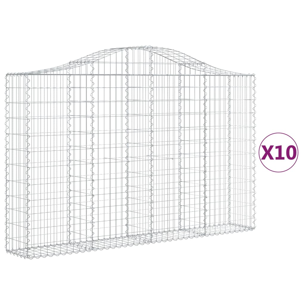 vidaXL Coșuri gabion arcuite 10 buc, 200x30x120/140cm, fier galvanizat
