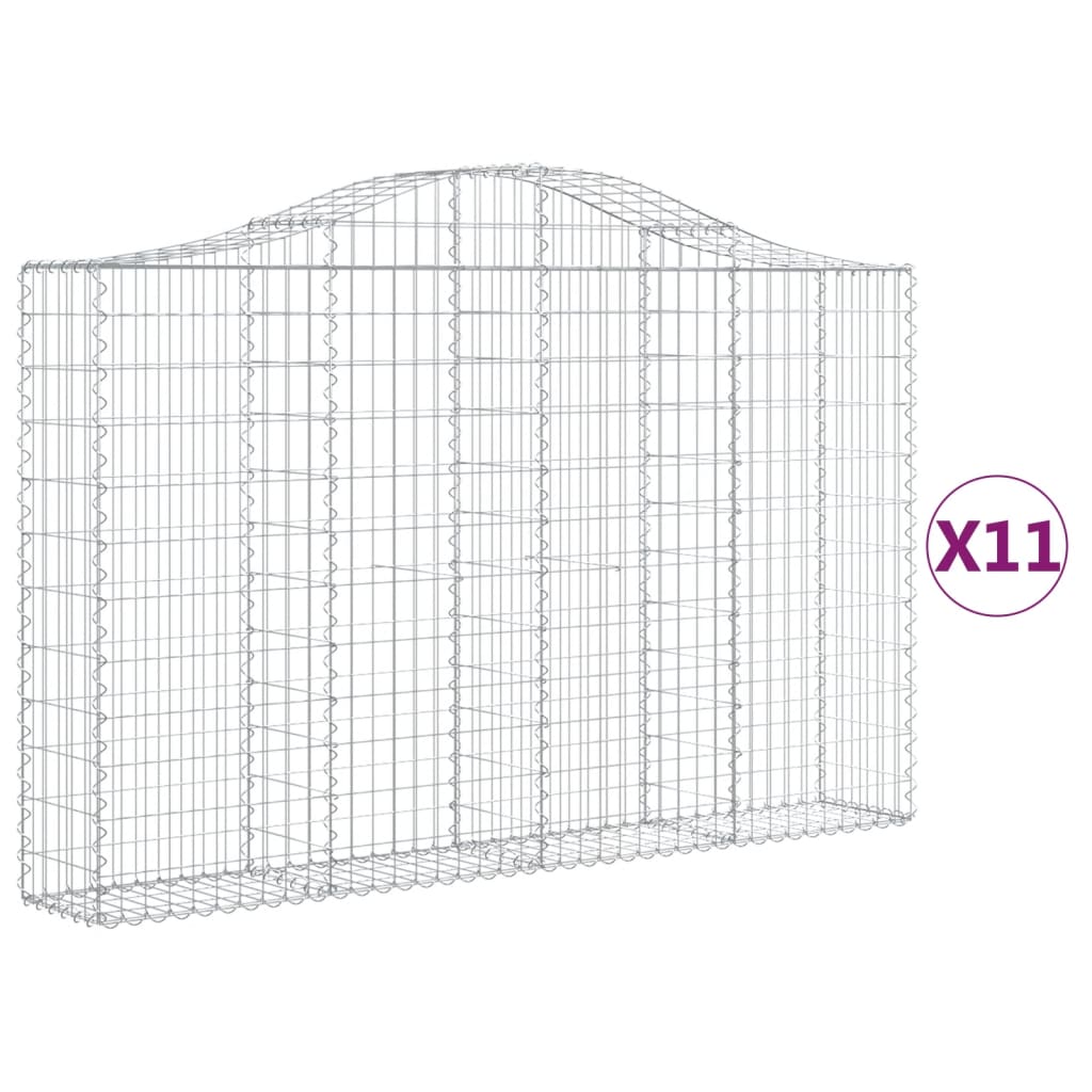 vidaXL Coșuri gabion arcuite 11 buc, 200x30x120/140cm, fier galvanizat
