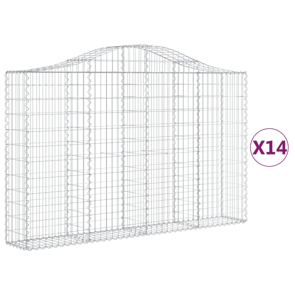 vidaXL Coșuri gabion arcuite 14 buc, 200x30x120/140cm, fier galvanizat vidaXL Coșuri gabion arcuite 14 buc, 200x30x120/140cm, fier galvanizat