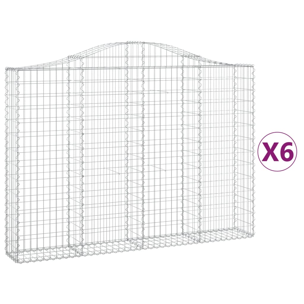 vidaXL Coșuri gabion arcuite 6 buc, 200x30x140/160cm, fier galvanizat vidaXL Coșuri gabion arcuite 6 buc, 200x30x140/160cm, fier galvanizat