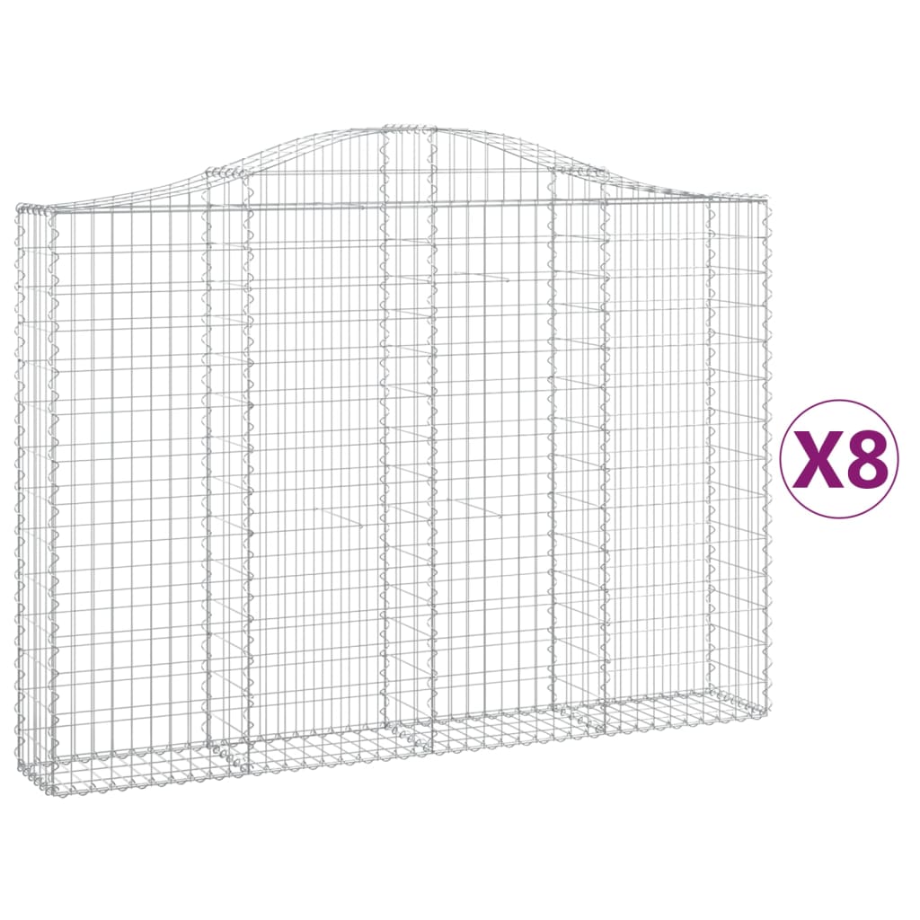 vidaXL Coșuri gabion arcuite 8 buc, 200x30x140/160cm, fier galvanizat vidaXL Coșuri gabion arcuite 8 buc, 200x30x140/160cm, fier galvanizat