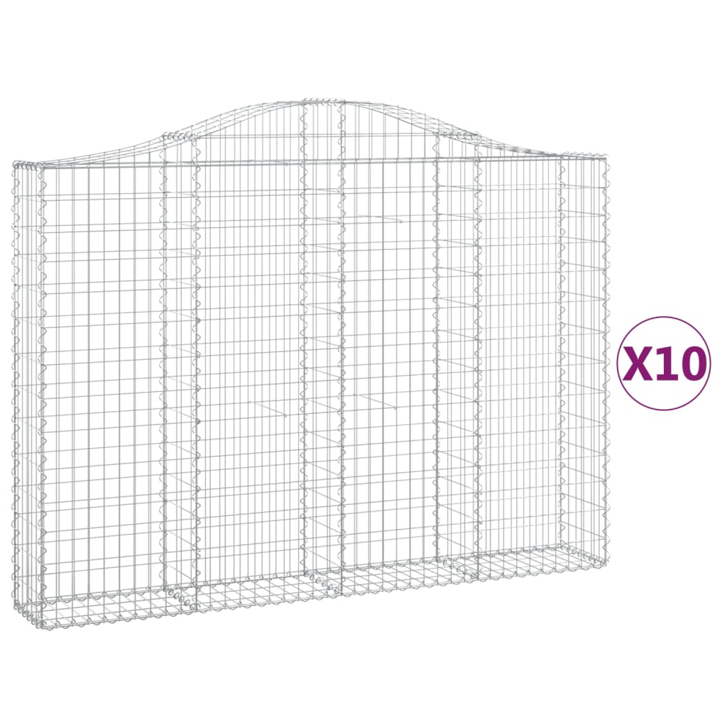 vidaXL Coșuri gabion arcuite 10 buc, 200x30x140/160cm, fier galvanizat vidaXL Coșuri gabion arcuite 10 buc, 200x30x140/160cm, fier galvanizat