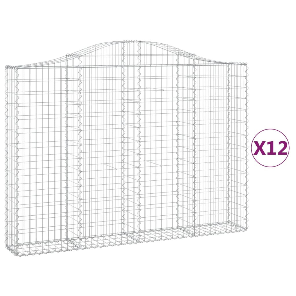 vidaXL Coșuri gabion arcuite 12 buc, 200x30x140/160cm, fier galvanizat vidaXL Coșuri gabion arcuite 12 buc, 200x30x140/160cm, fier galvanizat