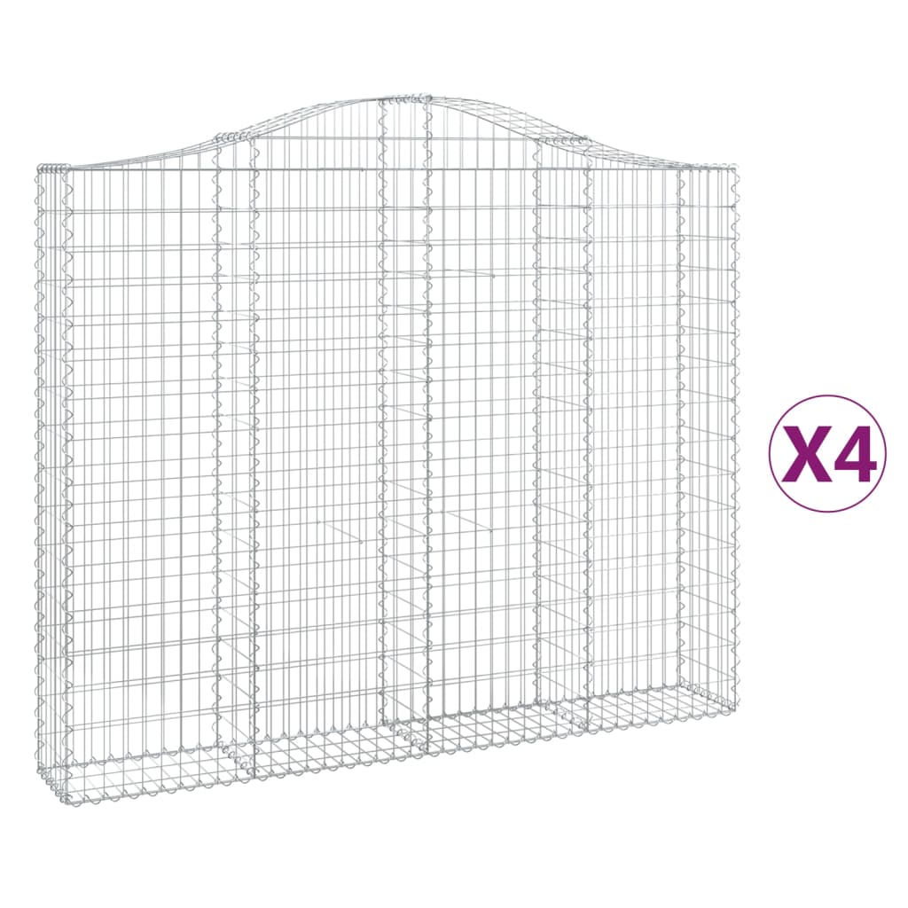 vidaXL Coșuri gabion arcuite 4 buc, 200x30x160/180 cm, fier galvanizat