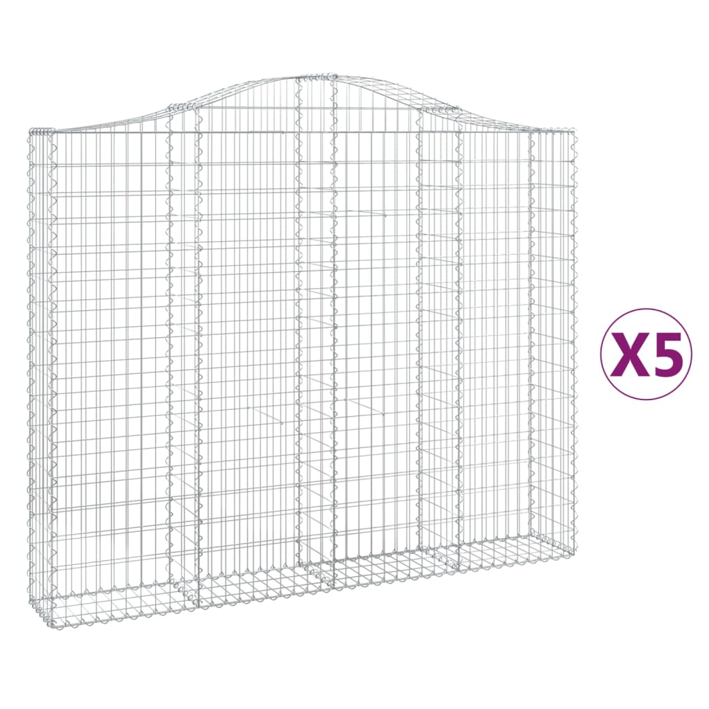vidaXL Coșuri gabion arcuite 5 buc, 200x30x160/180 cm, fier galvanizat vidaXL Coșuri gabion arcuite 5 buc, 200x30x160/180 cm, fier galvanizat