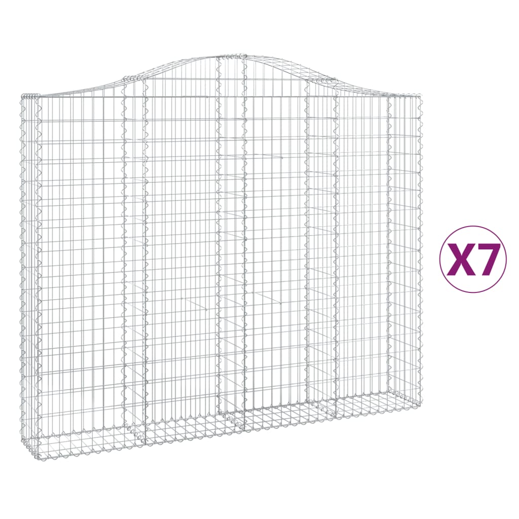 vidaXL Coșuri gabion arcuite 7 buc, 200x30x160/180 cm, fier galvanizat vidaXL Coșuri gabion arcuite 7 buc, 200x30x160/180 cm, fier galvanizat